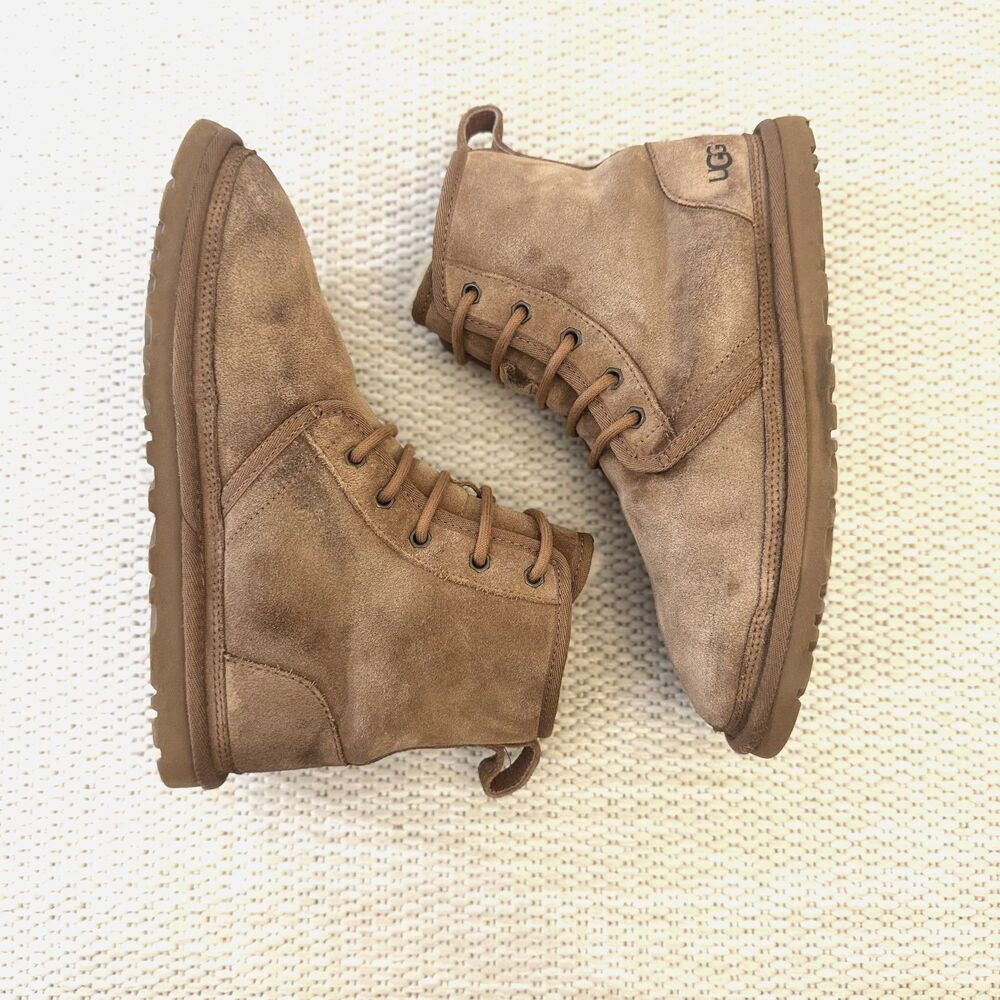 UGG Neumel Chestnut Suede Lace-Up Ankle Boot Women's Size 7 Shearling Lined